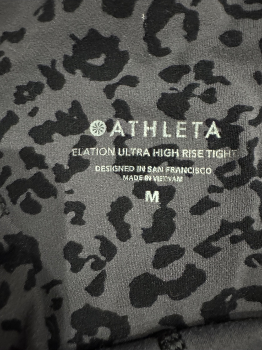 Athleta Black and Charcoal Leopard Print High-Rise Leggings - Picture 2 of 4